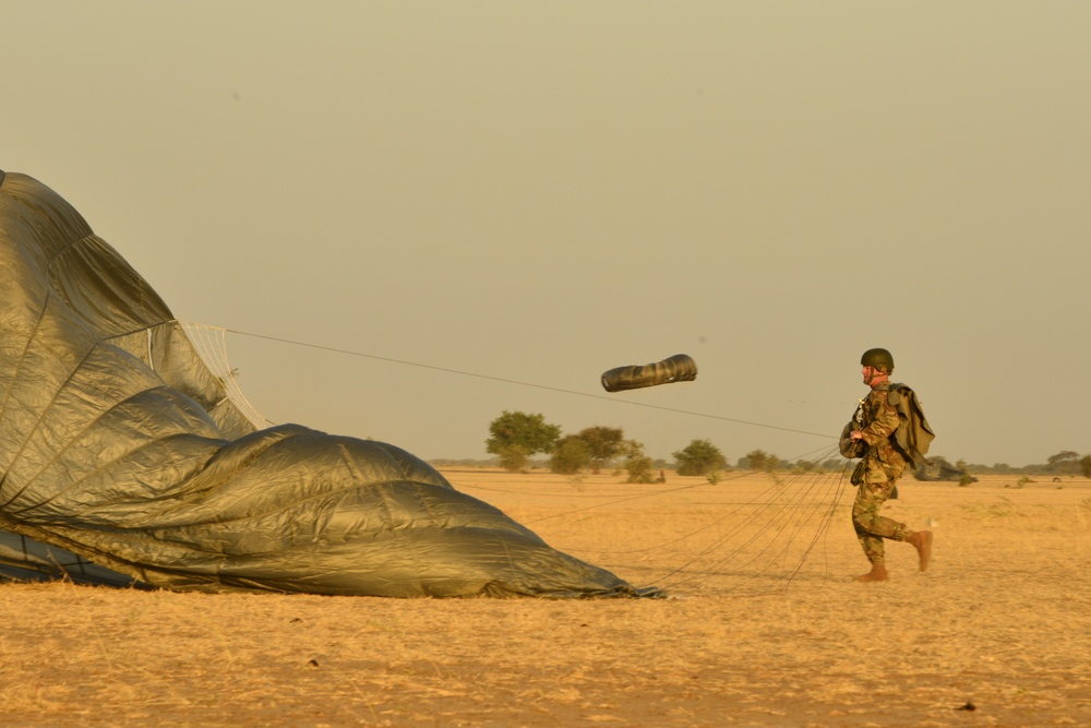 Static line jump and airdrop during Flintlock 2017 in Chad