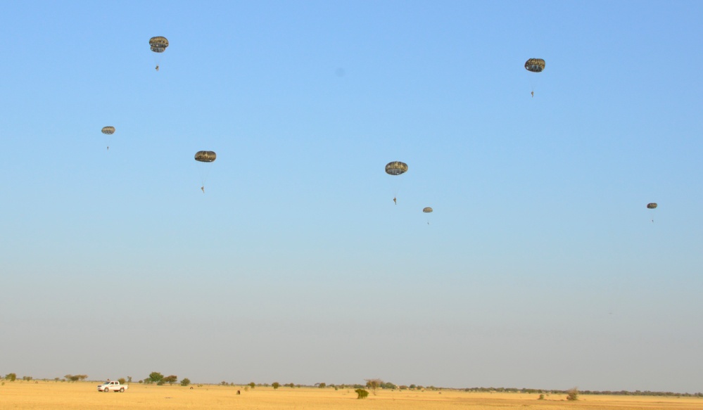 Static line jump and airdrop during Flintlock 2017 in Chad