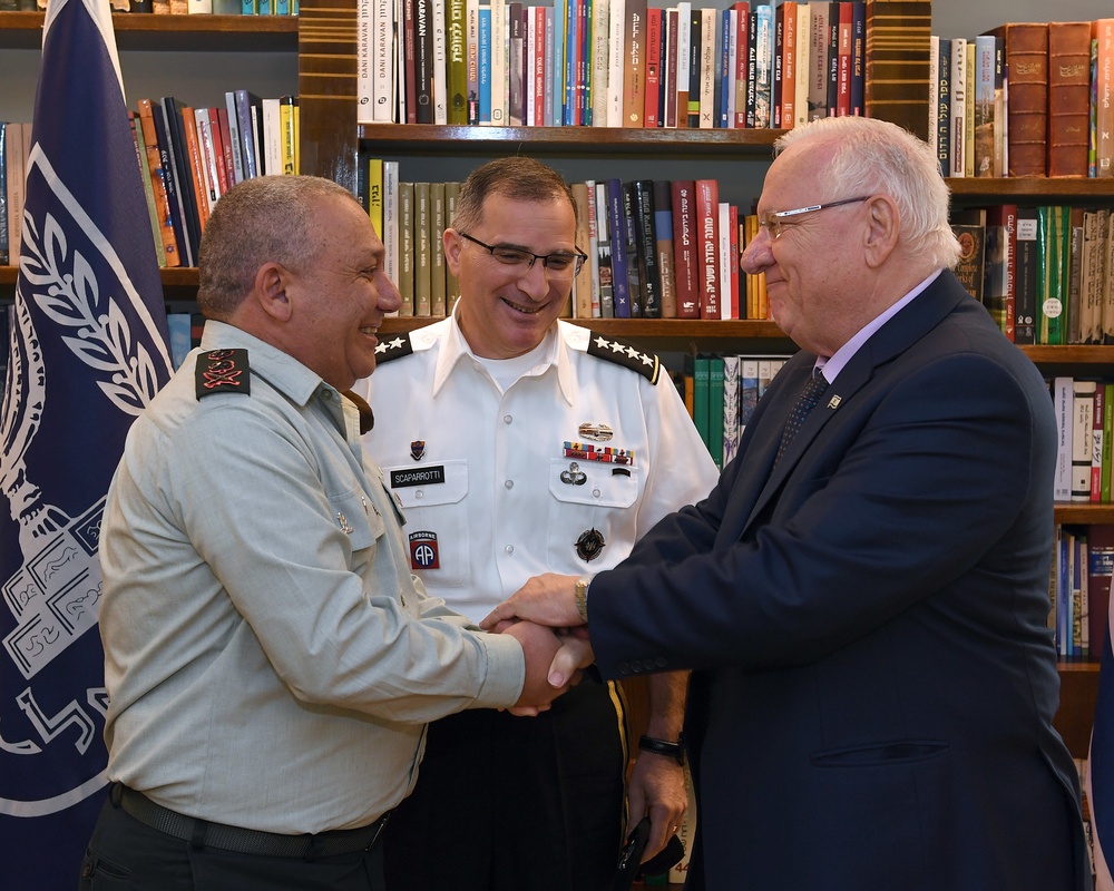 EUCOM Commander Scaparrotti meets IDF Chief of Staff Eizenkot, Israeli President Rivlin, tours Holocaust Museum.