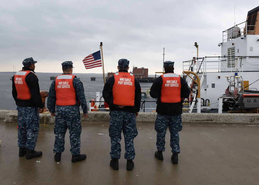 Coast Guard and Navy members work together at Naval Weapons Station Earle
