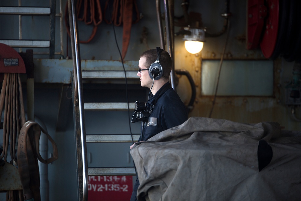 USS Carter Hall conducts replenishment at sea