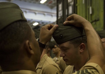 24th MEU Marines conduct service uniform inspection