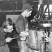 Mechanics work on Allison J33 jet engine at Tinker Air Force Base, Oklahoma