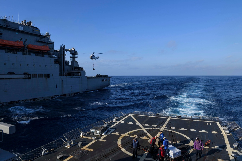 USS Wayne E. Meyer Conducts a Vertical Replenishment-at-Sea