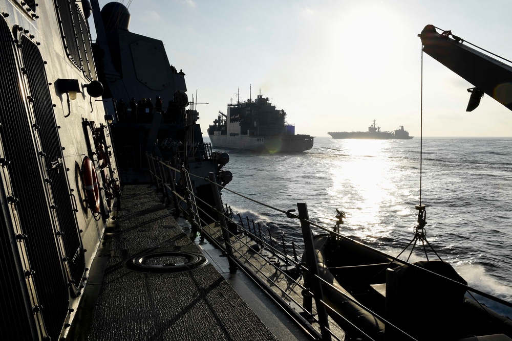 USS Wayne E. Meyer Conducts a Replenishment-at-Sea