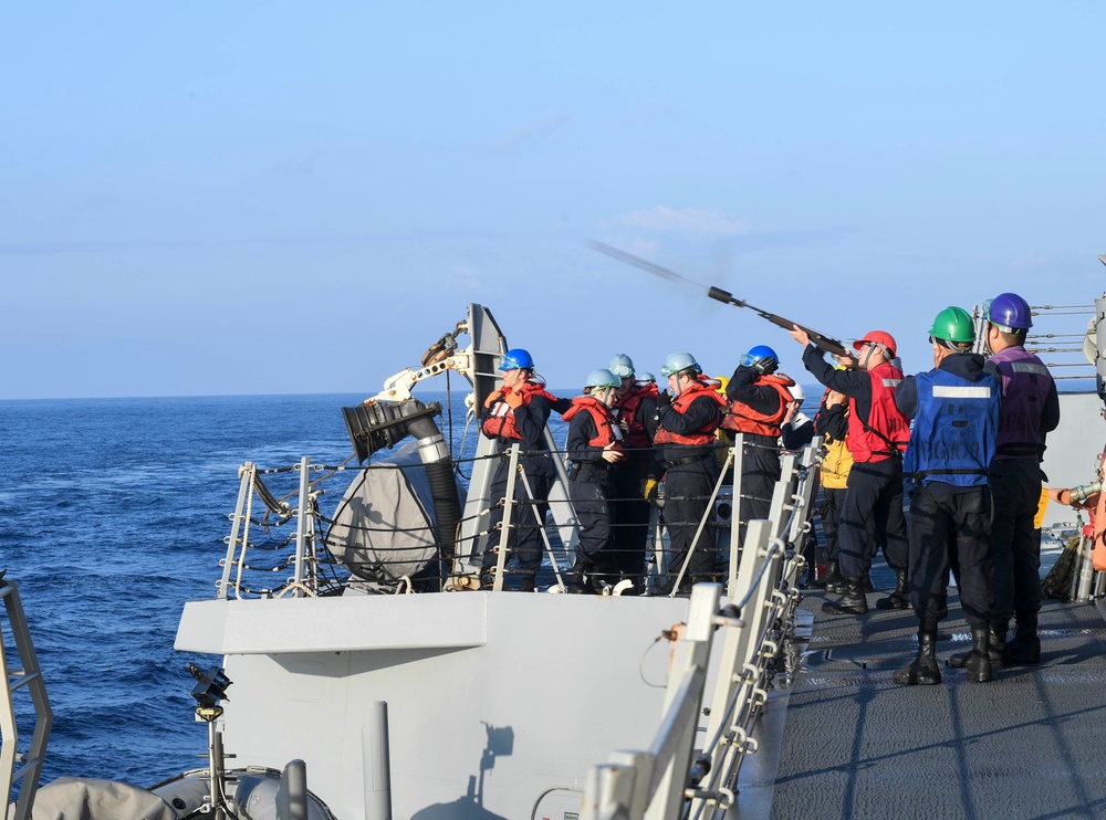 USS Wayne E. Meyer Conducts a Replenishment-at-Sea