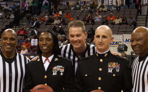 Marines Honored during Hoops for Troops Night at MEAC