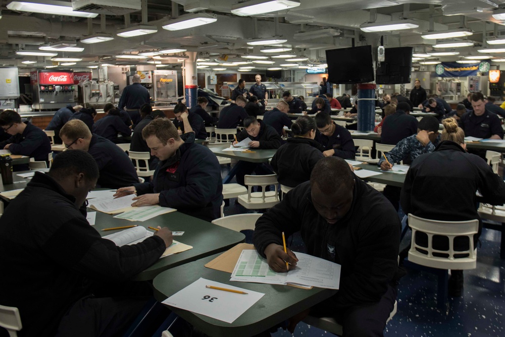 Sailors Participate in the Navywide E-5 Advancement Exam