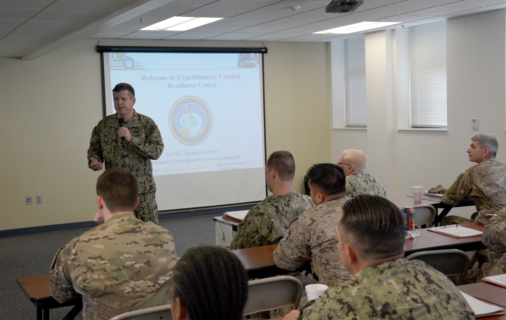Rear Adm. Luscher Holds All Hands Call at ECRC