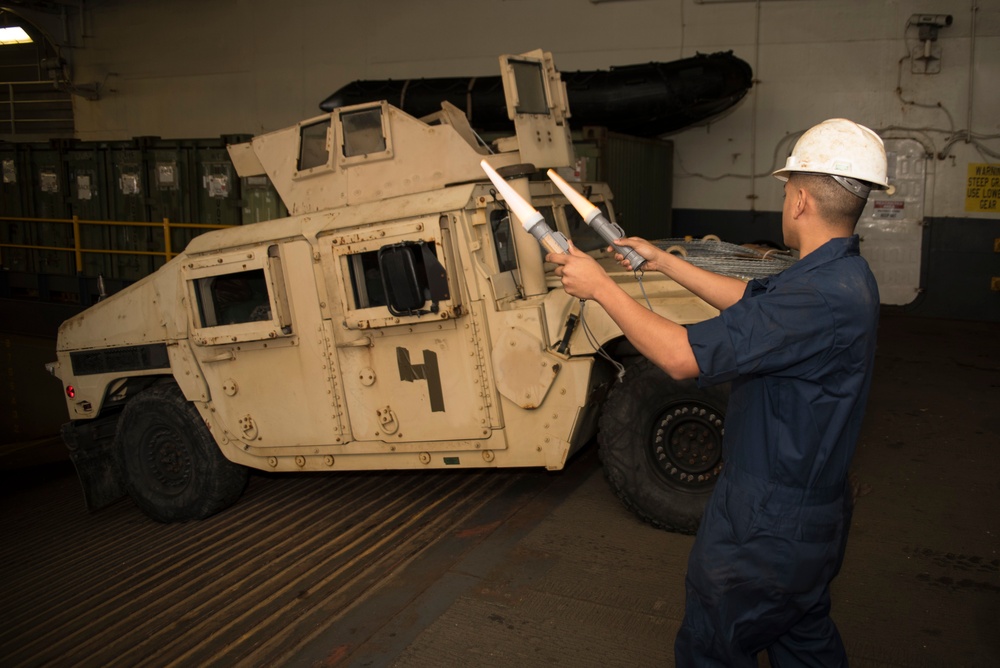 Battalion Landing Team (BLT) 2/5 Marines Conduct Vehicle Operations Aboard USS Bonhomme Richard (LHD 6)