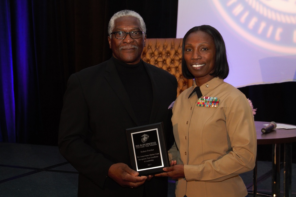 Marines Present Excellence in Leadership Award at MEAC Hall of Fame Brunch