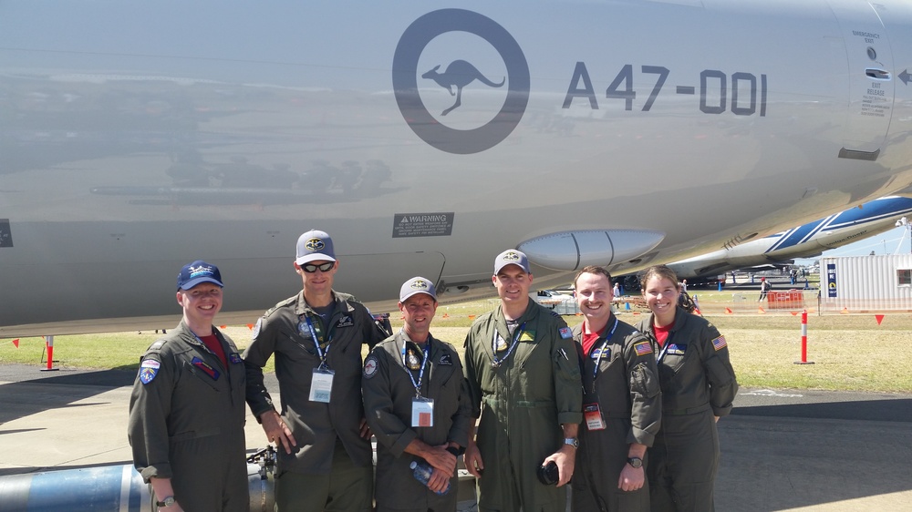 Red Lancers Pose in front of RAAF P-8A at Avalon Airshow