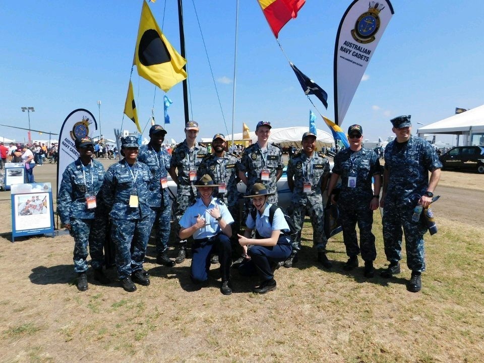 Red Lancers Pose with Australian Navy Cadets at Avalon Airshow