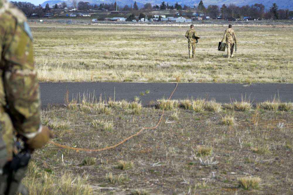 U.S. Air Force EOD explodes hung flare at Kingsley Field