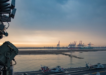 GHWB, part of the George H.W. Bush Carrier Strike Group, is deployed in support of maritime security operations and theater security cooperation efforts in the U.S. 5th Fleet area of operations.