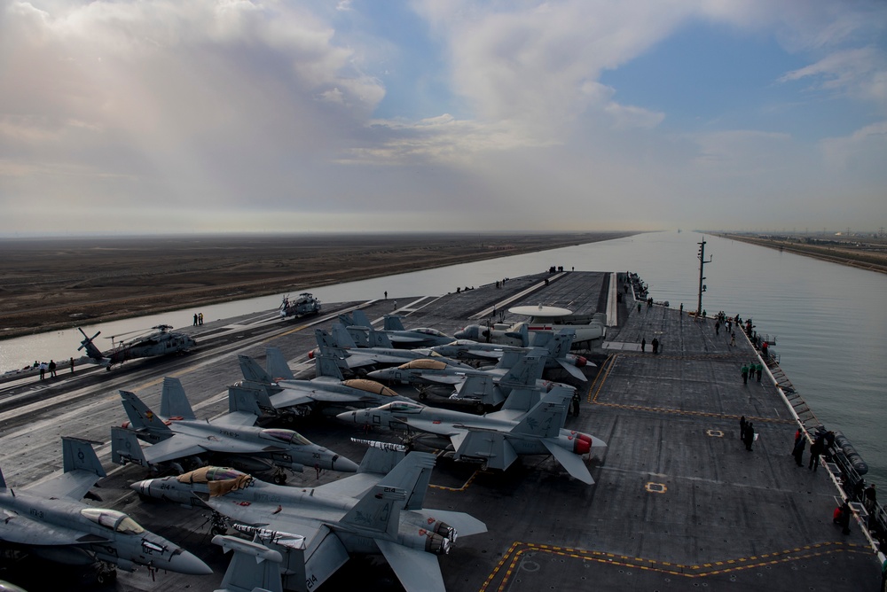 GHWB, part of the George H.W. Bush Carrier Strike Group, is deployed in support of maritime security operations and theater security cooperation efforts in the U.S. 5th Fleet area of operations.