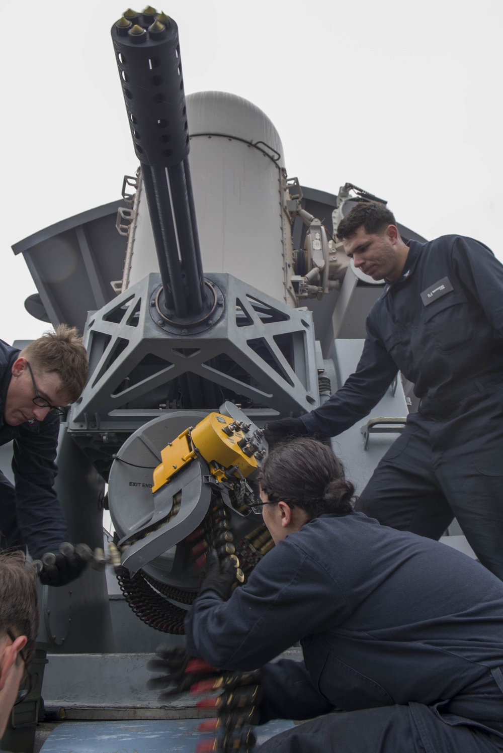 Fire Controlmen Load MK 244 20mm rounds during CIWS ammo upload