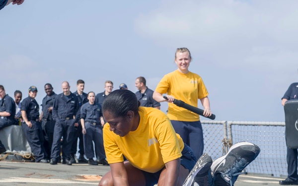 Laboon is deployed with the George H.W. Bush Carrier Strike Group in support of maritime security operations and theater security cooperation efforts in the U.S. 5th and 6th Fleet areas of responsibility