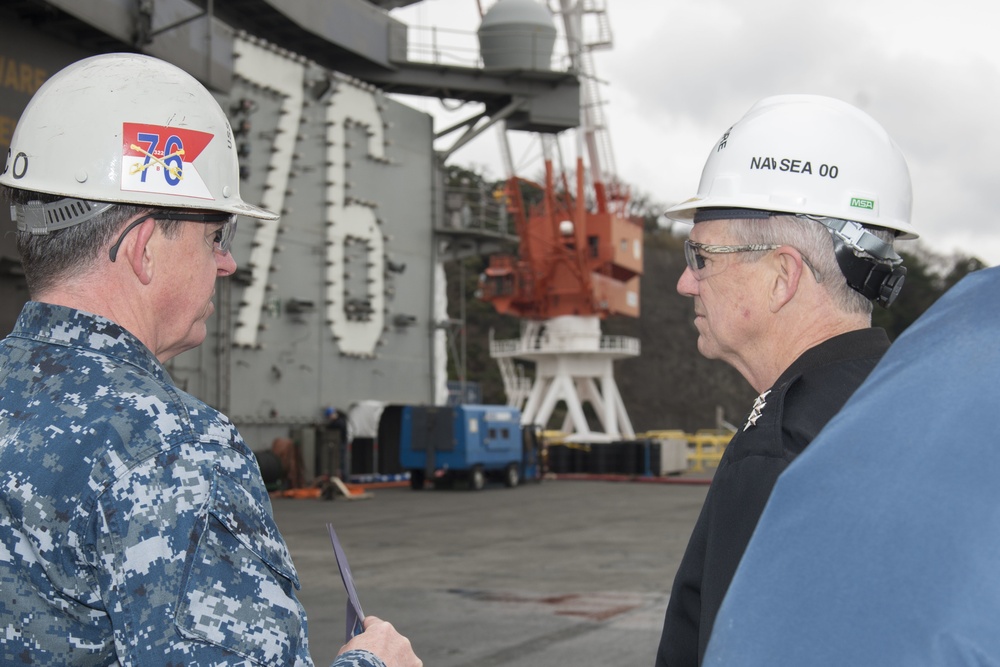 Capt. Buzz Donnelly Talks With Vice Adm. Thomas J. Moore