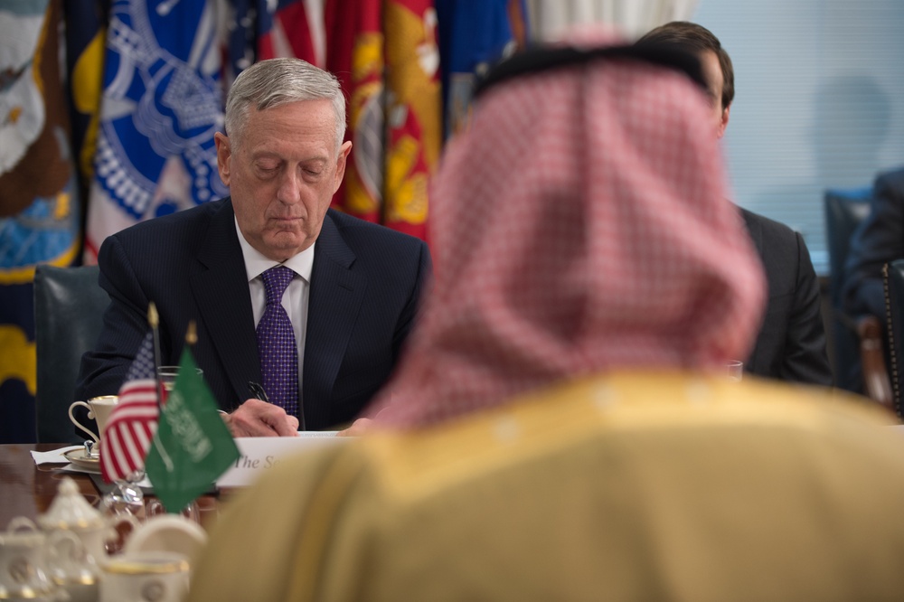 SD Mattis meets with Deputy Crown Price of Saudi Arabia Mohammad bin Salman Al Saud