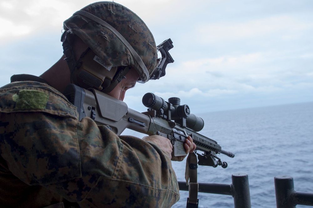 USS Bonhomme Richard (LHD 6) 31st MEU M110 SASS Test-fire