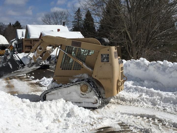 NY Army National Guard Engineers clear snow in Deposit, N.Y.