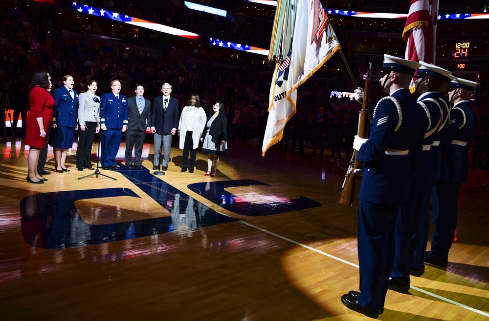 Coast Guard Headquarters chorus performs at Washington Wizards game