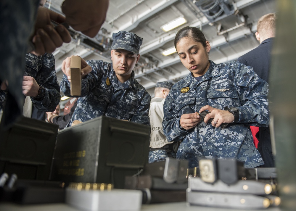 GHWB is the flagship of Carrier Strike Group (CSG) 2, which is comprised of the staff of CSG-2; GHWB; the nine squadrons and staff of Carrier Air Wing (CVW) 8; Destroyer Squadron (DESRON) 22 staff and guided-missile destroyers USS Laboon (DDG 58) and USS