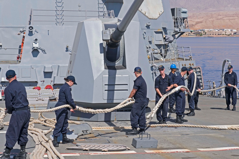 Truxtun is deployed in the U.S. 5th Fleet area of operations in support of maritime security operations designed to reassure allies and partners and preserve the freedom of navigation and the free flow of commerce in the region.