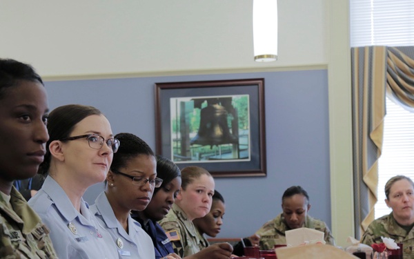 Second Lady and U.S. female joint service members have lunch at Fort George G. Meade