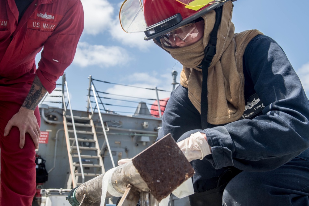 Laboon is deployed with the George H.W. Bush Carrier Strike Group in support of maritime security operations and theater security cooperation efforts in the U.S. 5th and 6th Fleet areas of responsibility