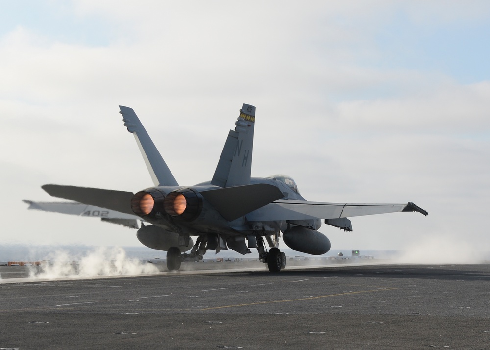 F/A-18C hornet lands on flight deck