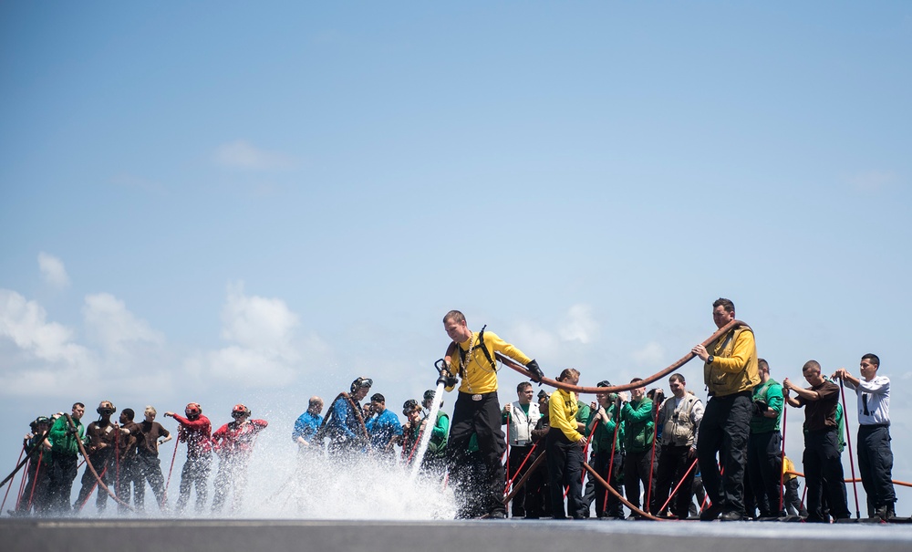 GHWB is the flagship of Carrier Strike Group (CSG) 2, which is comprised of the staff of CSG-2; GHWB; the nine squadrons and staff of Carrier Air Wing (CVW) 8; Destroyer Squadron (DESRON) 22 staff and guided-missile destroyers USS Laboon (DDG 58) and USS