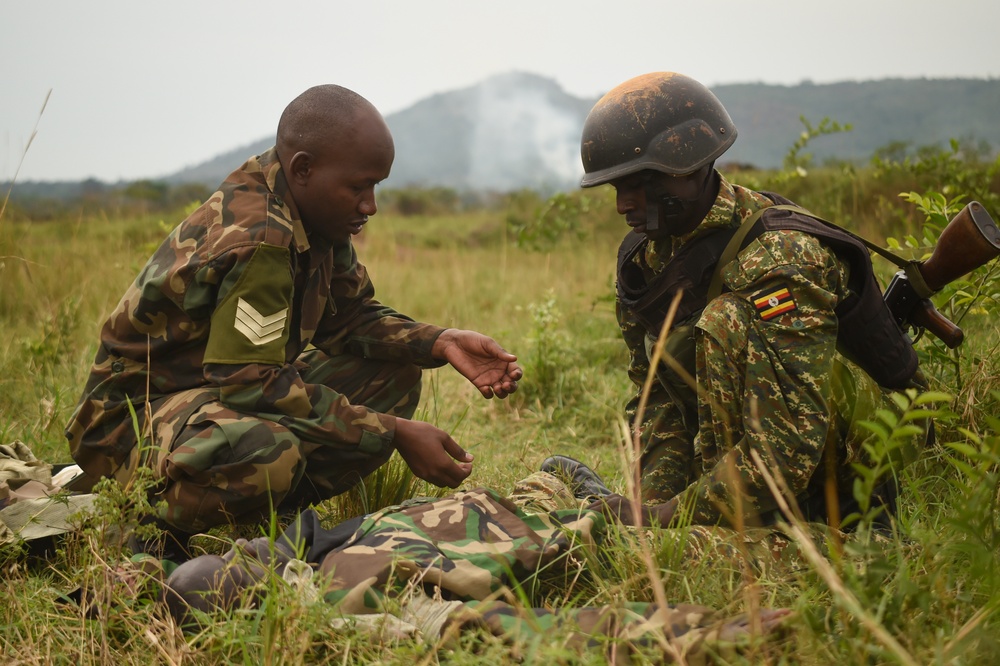 Ugandan Battle Group 22 conducts medical exercise during pre-deployment training