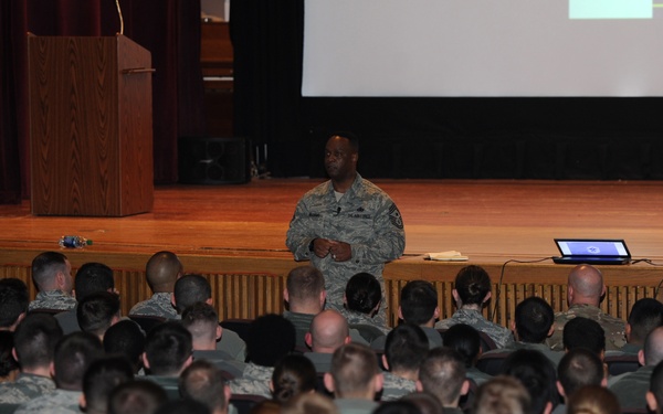 AFGSC Command CMSgt speaks, tours Minot AFB