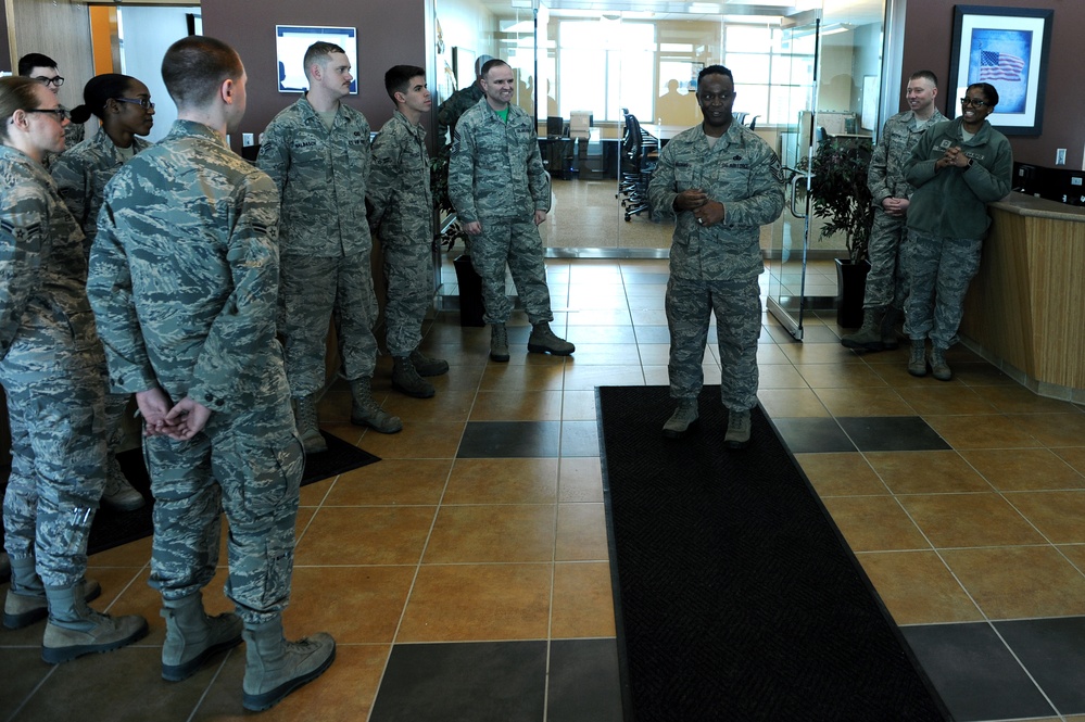 AFGSC Command CMSgt speaks, tours Minot AFB