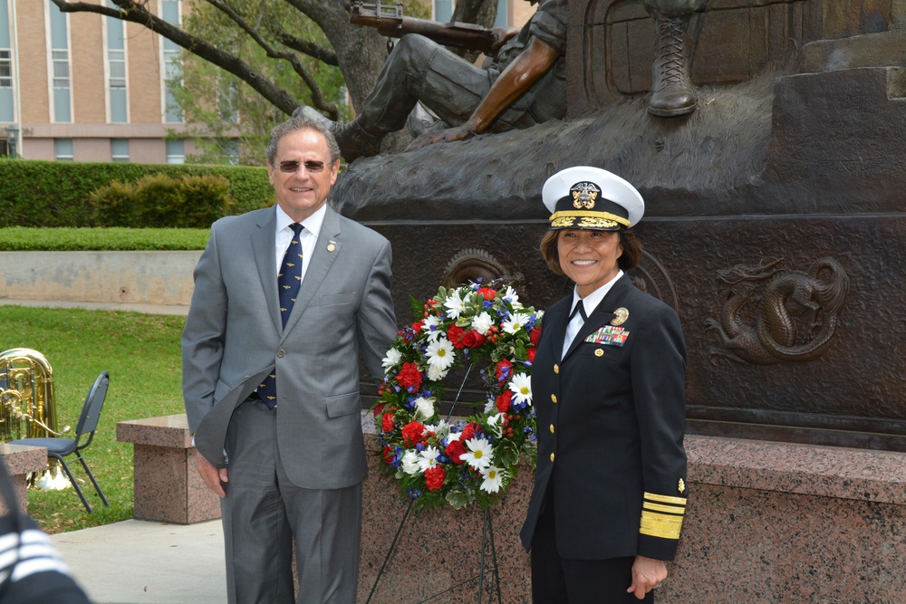 Navy Lays Wreath at Texas Capitol Vietnam Veteran Memorial during Navy Week Austin