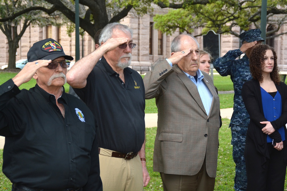Navy Lays Wreath at Texas Capitol Vietnam Veteran Memorial during Navy Week Austin