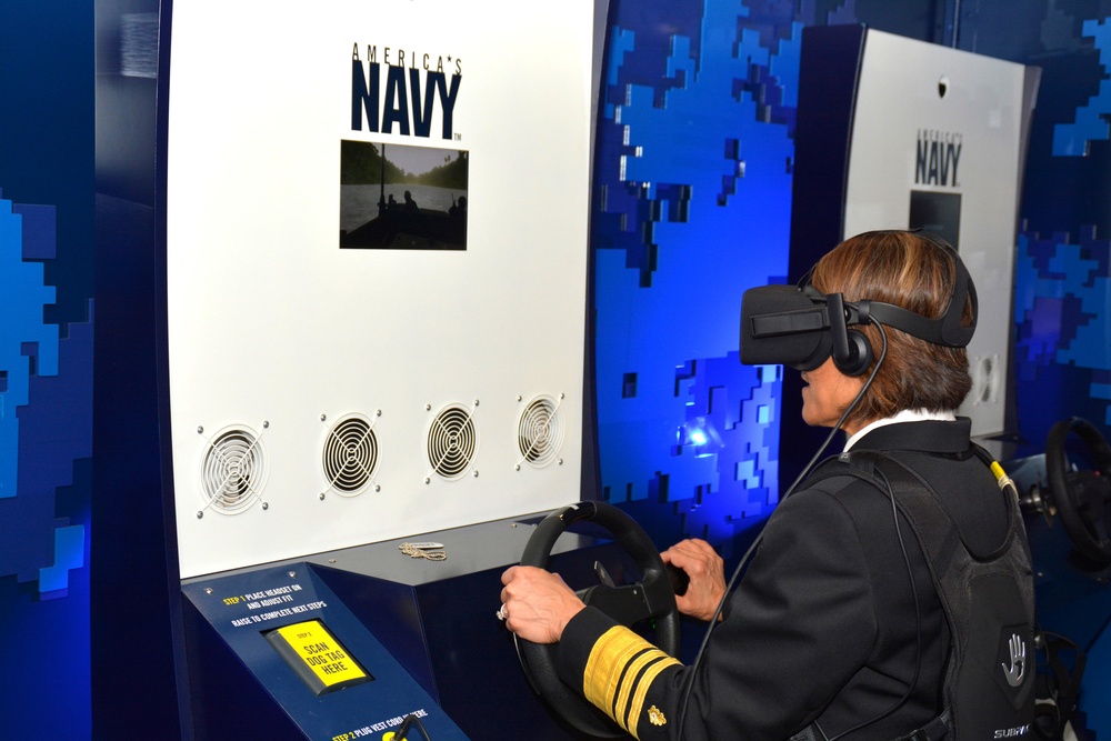 Vice Adm. Raquel Bono visits Navy STEM Tour during Navy Week Austin