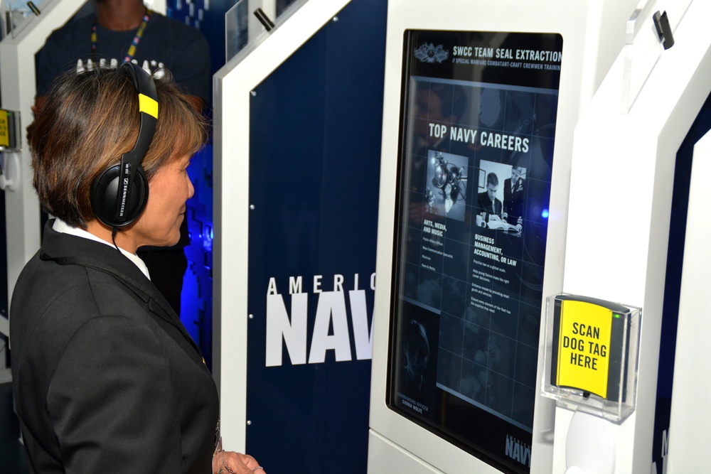 Vice Adm. Raquel Bono visits Navy STEM Tour during Navy Week Austin