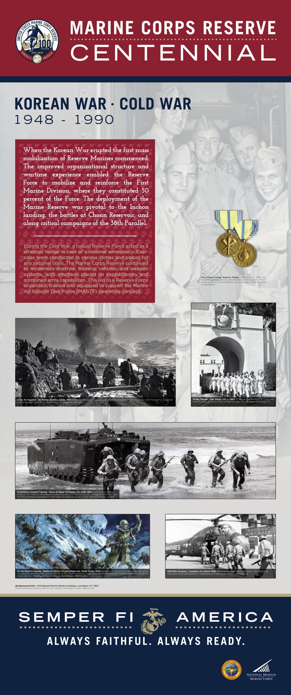 Marine Corps Reserve Centennial Museum Panel 4 - Korean War - Cold War