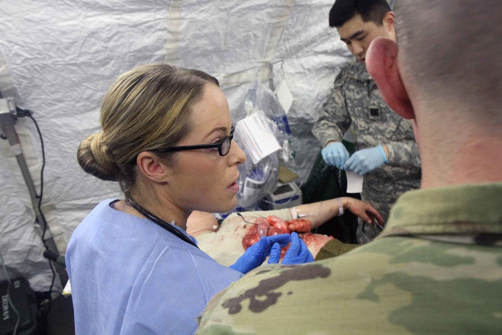 Soldiers participate in realistic medical training