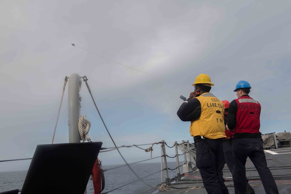 USS Lake Erie (CG 70) Conducts a Replenishment-At-Sea