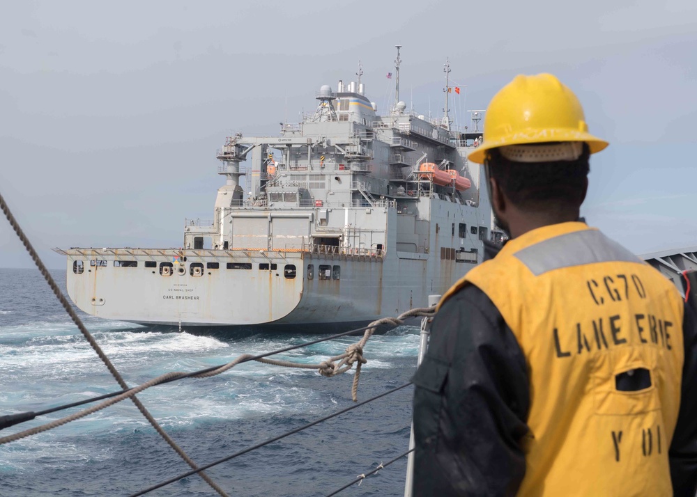 USS Lake Erie (CG 70) Conducts a Replenishment-At-Sea