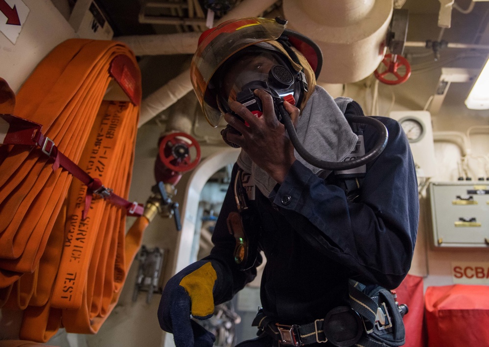 USS Princeton (CG 59) conducts General Quarters Training