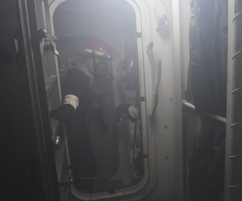 USS Wayne E. Meyer Conducts a Fire Drill