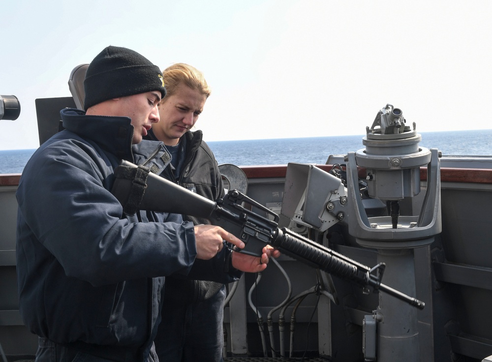 USS Wayne E. Meyer Conducts Rifle Safety Training