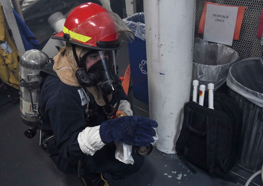 USS Wayne E. Meyer Conducts a Fire Drill