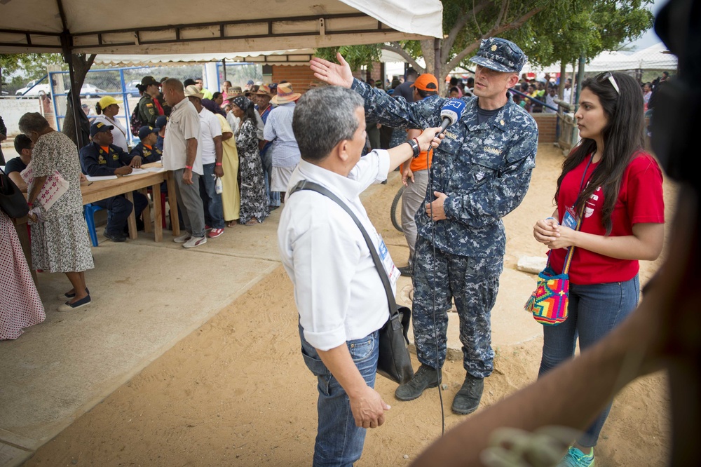 CP-17 Medical OIC Speaks with Colombian News Reporters at CP-17 Medical Site