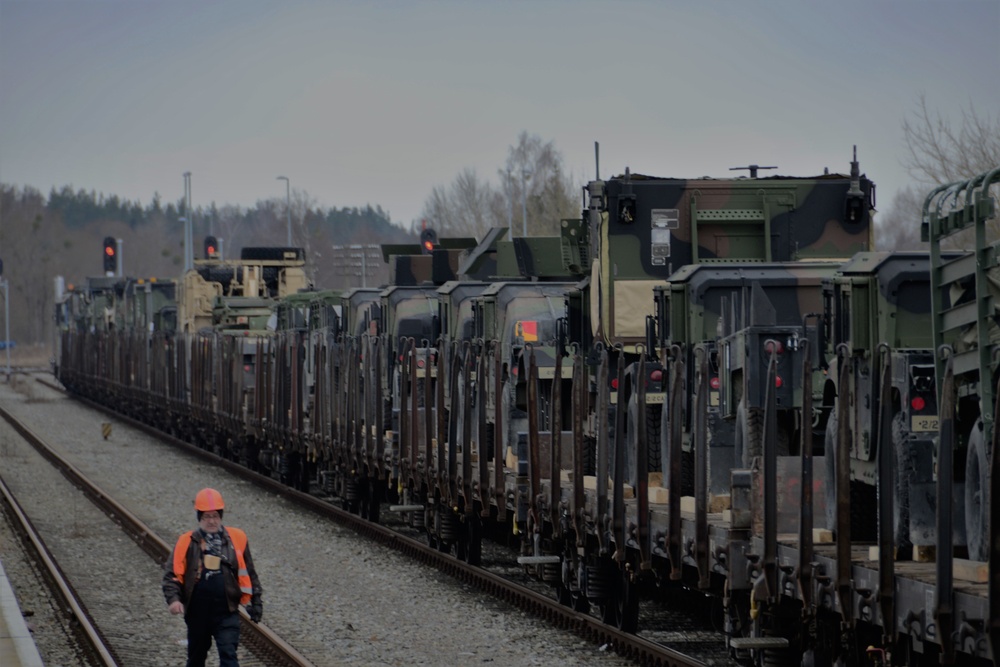 U.S. Army Vehicles Arrive in Orzysz Poland